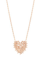 Diamond Baguette Mini Heart Necklace, 18k Rose Gold
